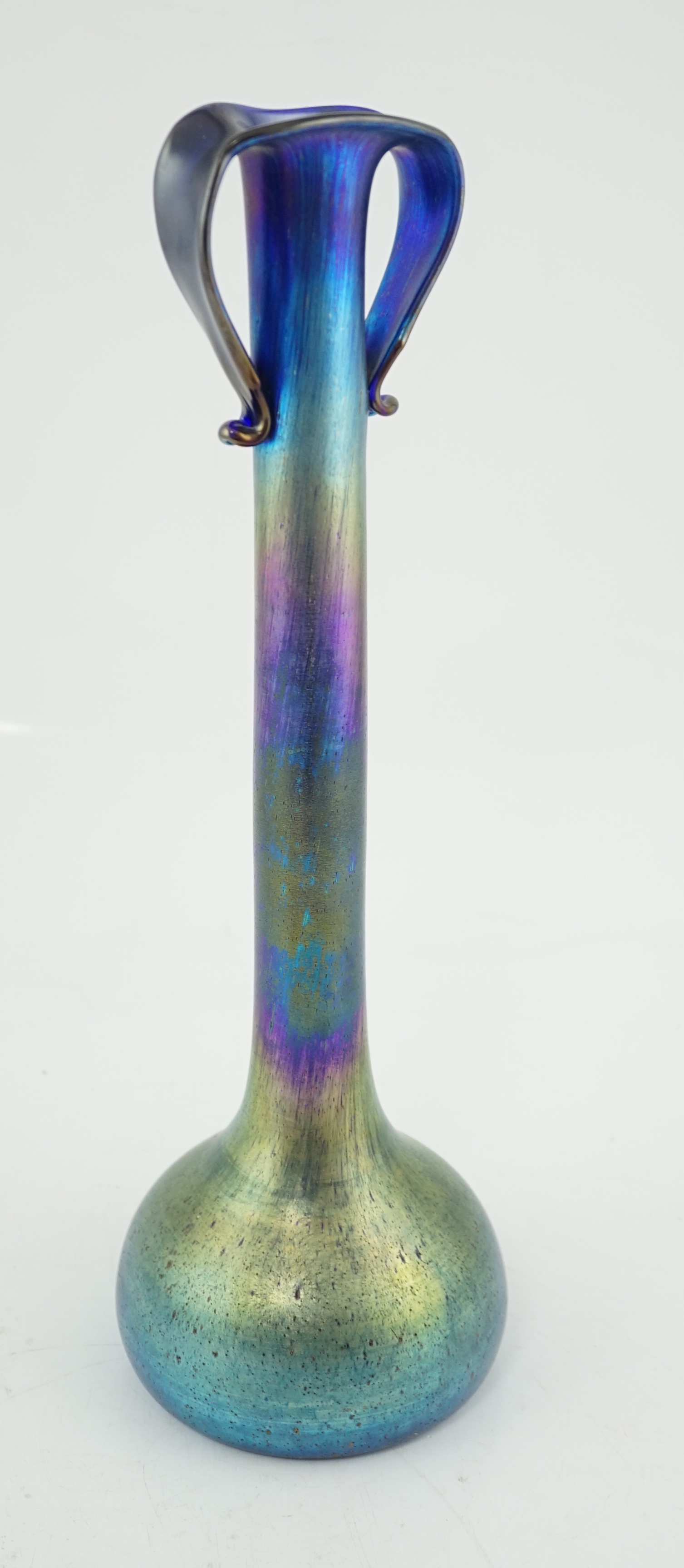 A tall Loetz Art Nouveau iridescent glass vase, c.1901, the design by Robert Holubetz, student of Koloman Moser
